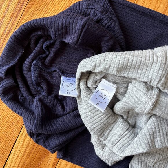 Set of 2 Lou Lou & Company Ribbed Pajama Tops/Bottoms Size 3T Navy Blue & Gray - Picture 12 of 12